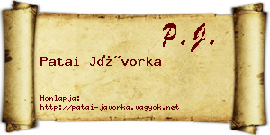 Patai Jávorka névjegykártya